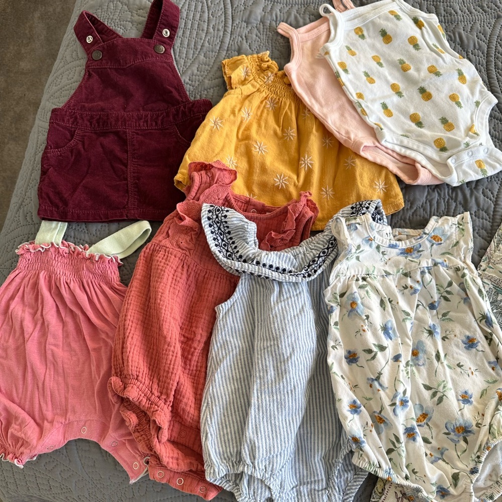 3-6 month girls summer clothes, 8 piece bundle